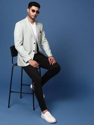 men's green slim fit single breasted blazer 5