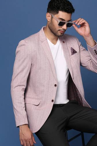 men's peach slim fit single breasted blazer