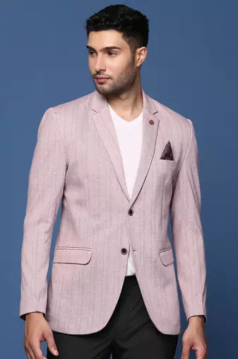 men's pink slim fit single breasted blazer