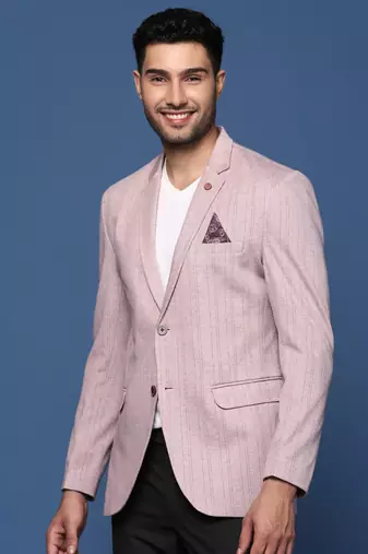men's pink slim fit single breasted blazer