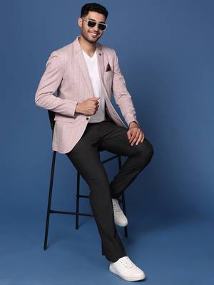 men's pink slim fit single breasted blazer 6