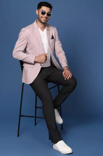 men's pink slim fit single breasted blazer