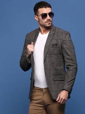 men's grey slim fit single-breasted blazer 2