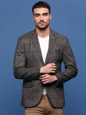 men's grey slim fit single-breasted blazer 3