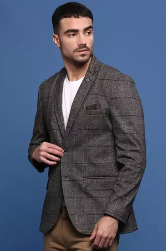 men's grey slim fit single-breasted blazer