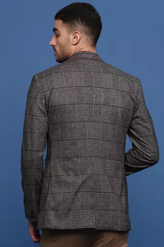 men's grey slim fit single-breasted blazer