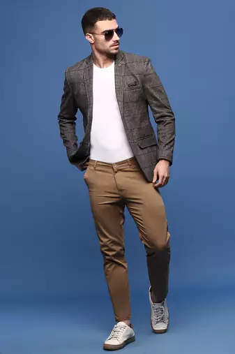 men's grey slim fit single-breasted blazer