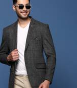 men's charcoal slim fit single breasted blazer