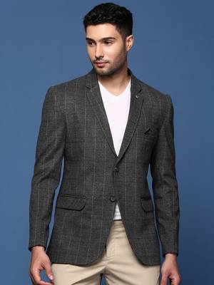 men's charcoal slim fit single breasted blazer 2