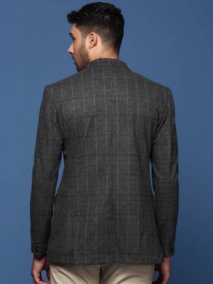 men's charcoal slim fit single breasted blazer 4