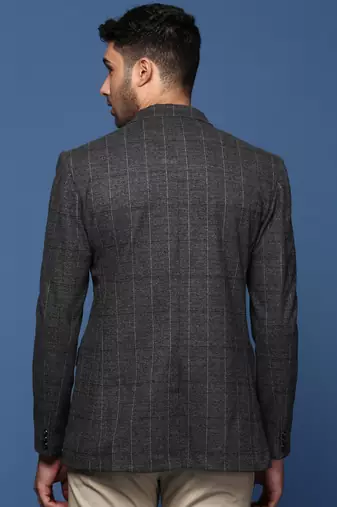 men's charcoal slim fit single breasted blazer