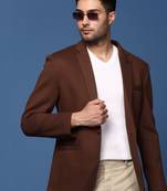 men's coffee brown slim fit single breasted blazer