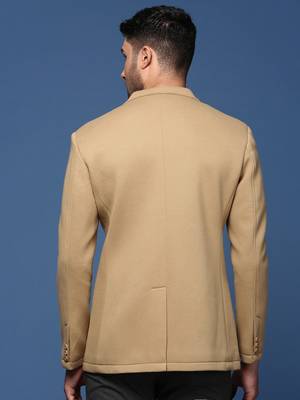Showoff men's khaki slim fit single breasted blazer 4