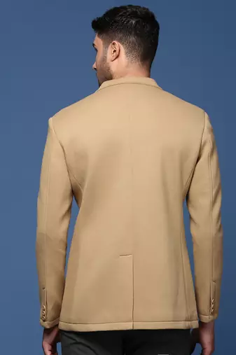 Showoff men's khaki slim fit single breasted blazer