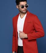 Showoff men's red slim fit single breasted blazer
