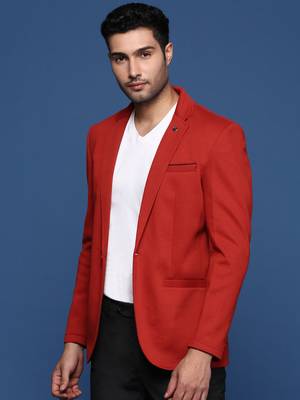 Showoff men's red slim fit single breasted blazer 3