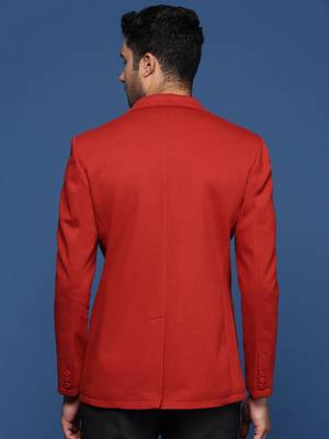 Showoff men's red slim fit single breasted blazer 4