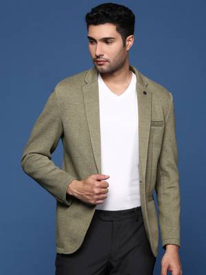men's green slim fit single breasted blazer 1