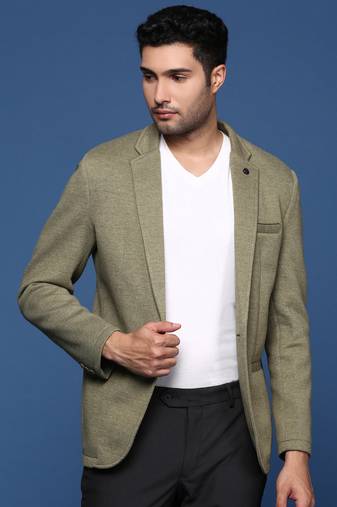 men's green slim fit single breasted blazer