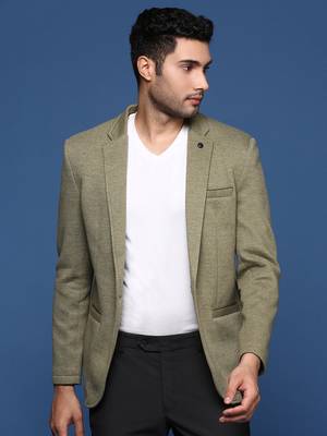 men's green slim fit single breasted blazer 2