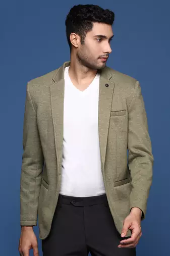 men's green slim fit single breasted blazer