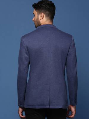 men's navy blue slim fit single breasted blazer 5