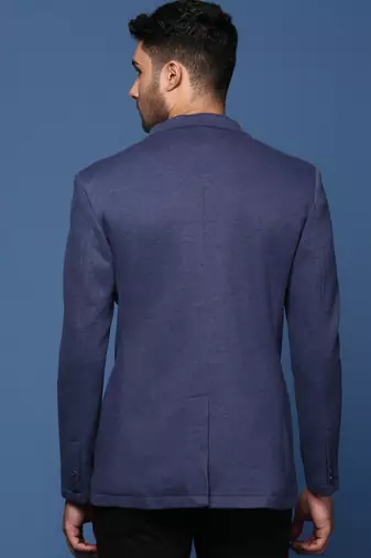 men's navy blue slim fit single breasted blazer