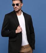 men's black slim fit single-breasted blazer