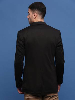 men's black slim fit single-breasted blazer 4