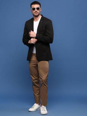 men's black slim fit single-breasted blazer 5