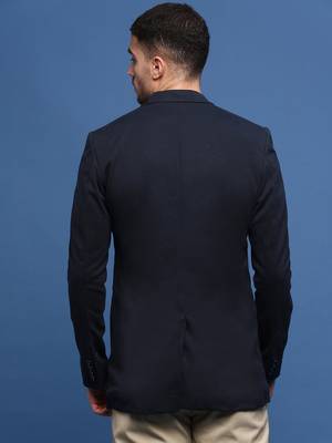 men's navy blue slim fit single-breasted blazer 4