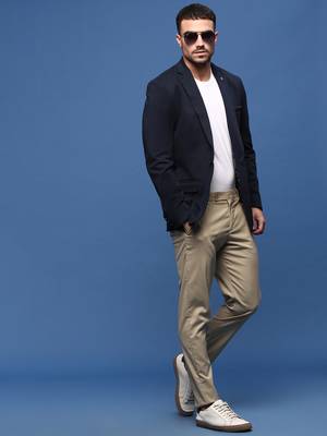 men's navy blue slim fit single-breasted blazer 5