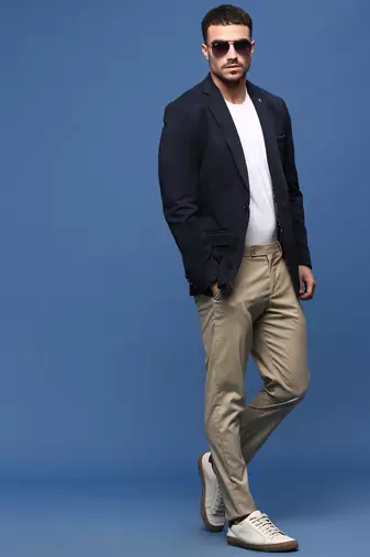 men's navy blue slim fit single-breasted blazer
