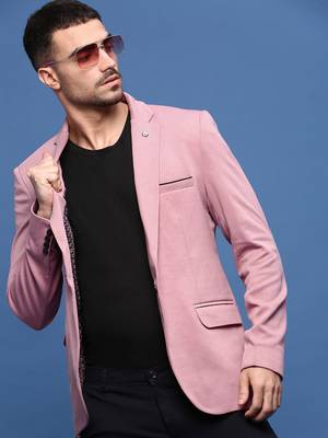 men's peach slim fit single-breasted blazer 1