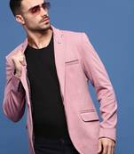 men's peach slim fit single-breasted blazer