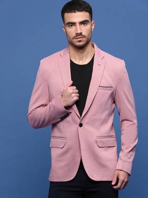 men's peach slim fit single-breasted blazer 2