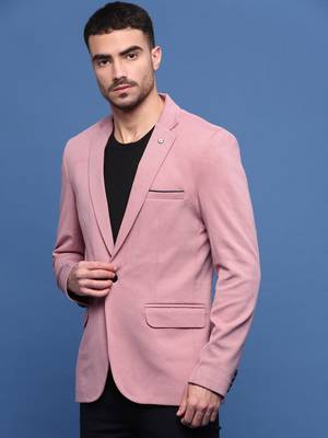 men's peach slim fit single-breasted blazer 3