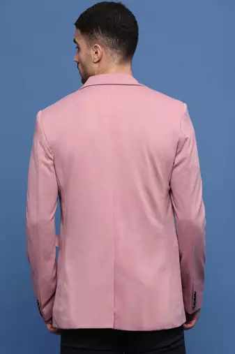 men's peach slim fit single-breasted blazer