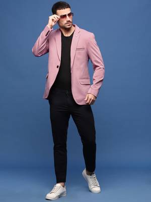 men's peach slim fit single-breasted blazer 5