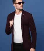 men's wine slim fit single-breasted blazer