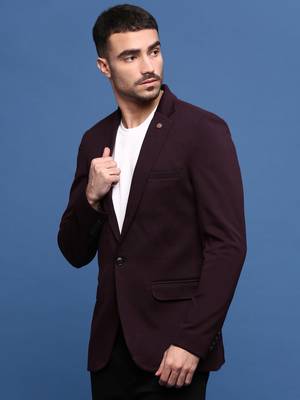 men's wine slim fit single-breasted blazer 3