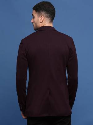 men's wine slim fit single-breasted blazer 4