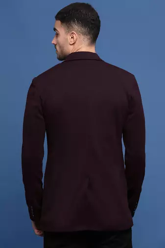 men's wine slim fit single-breasted blazer