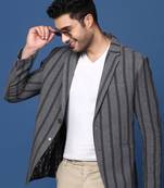 men's charcoal slim fit single breasted blazer