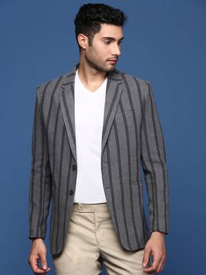 men's charcoal slim fit single breasted blazer 2