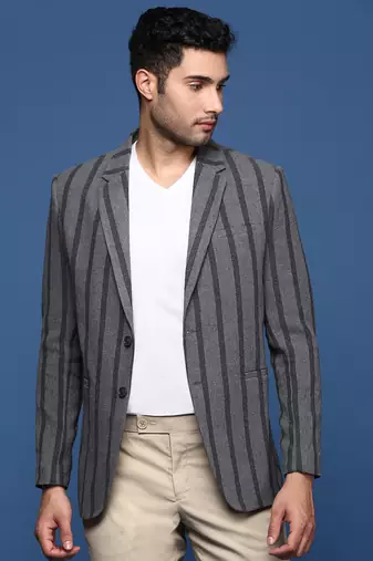 men's charcoal slim fit single breasted blazer