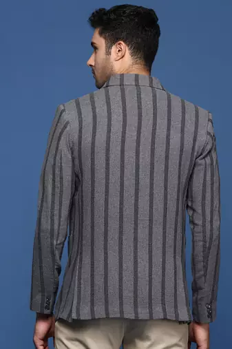 men's charcoal slim fit single breasted blazer