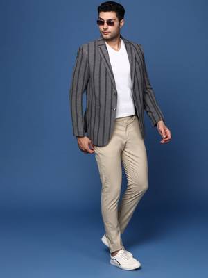men's charcoal slim fit single breasted blazer 5