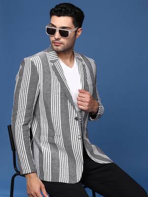 men's grey slim fit single breasted blazer 1