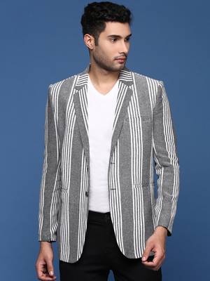 men's grey slim fit single breasted blazer 2